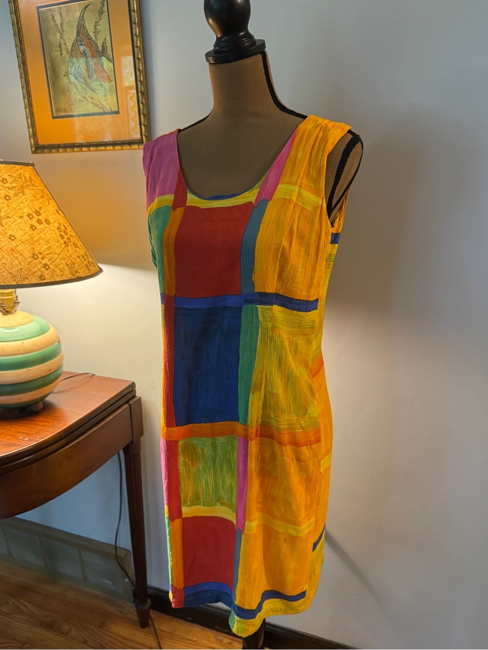Jams World Bright Multicolor Block Print Sleeveless Mini Dress - Picture 3 of 15